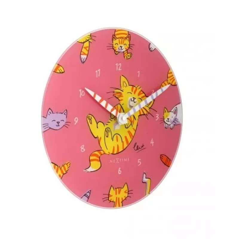 NeXtime klok 8810 Tickle My Tummy, Ø30 cm, Ścienny, Różowy/Wielokolorowy