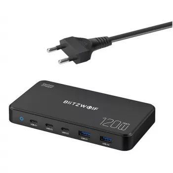 Ładowarka sieciowa BlitzWolf BW-i100 5-w-1 120 W — wieloportowa ładowarka do telefonów, tabletów i laptopów