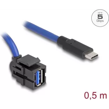 Kabel DeLOCK 88156 USB 0,5 m USB A USB C Czarny Niebieski