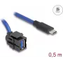 Kabel DeLOCK 88156 USB 0,5 m USB A USB C Czarny Niebieski