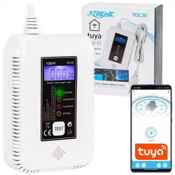 Czujnik tlenku węgla i gazu BLOW TGC30 WiFi Tuya — LCD, 85 dB, przewodowy, natynkowy, biały