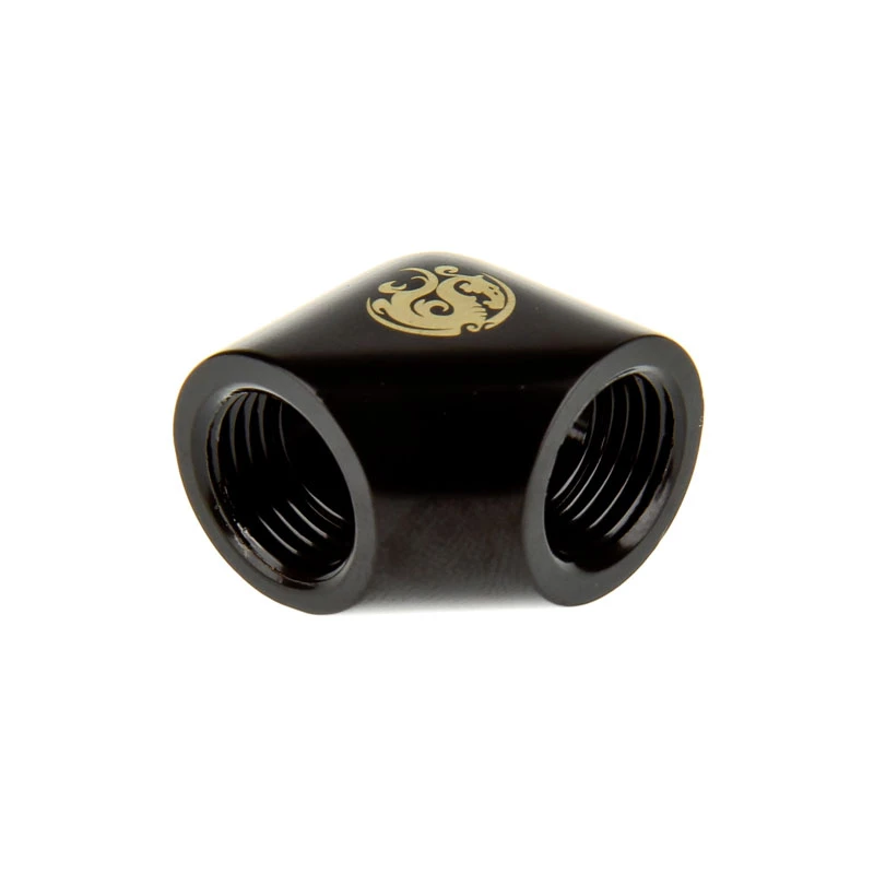 Adapter Bitspower 90 stopni G1/4 gniazdo na G1/4 gniazdo, czarny mat