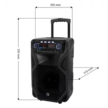 Przenośny głośnik karaoke MANTA SPK5021PRO 20W, woofer 12 cali, 80W RMS, Bluetooth, bateria do 5h, SD/USB, wejścia mikrofonowe i gitarowe