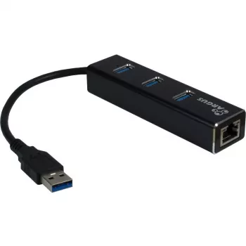 Inter-Tech Argus IT-310 - Hub - 3 x SuperSpeed USB 3.0 + 1 x 10/100/1000 - Desktop (88885439)