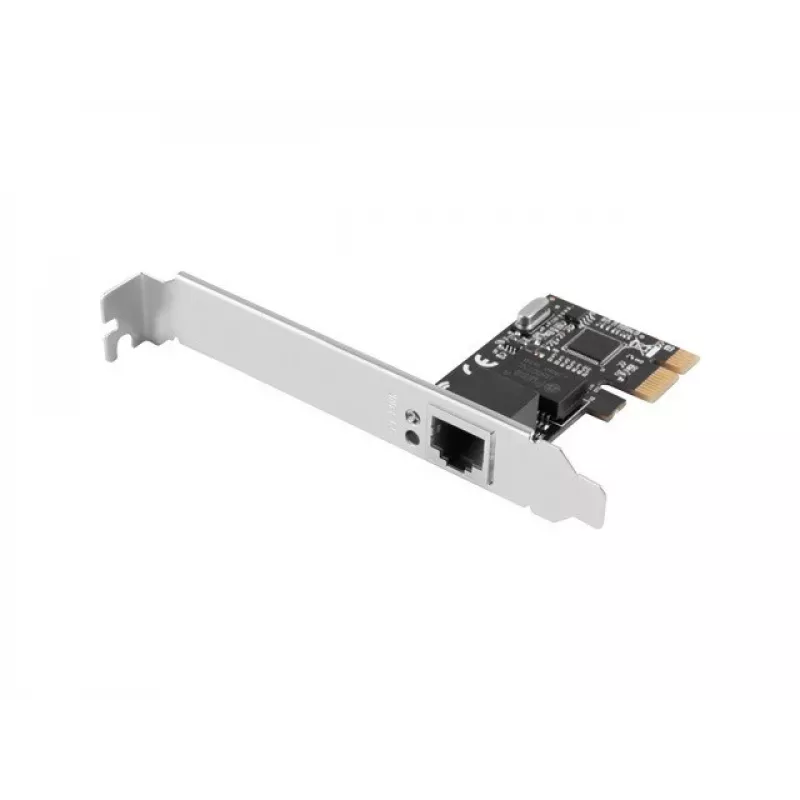 Wewnętrzna karta sieciowa Ethernet LANBERG PCE-1GB-201, PCI Express, 1× RJ-45 Gigabit (1000 Mbit/s), czarna