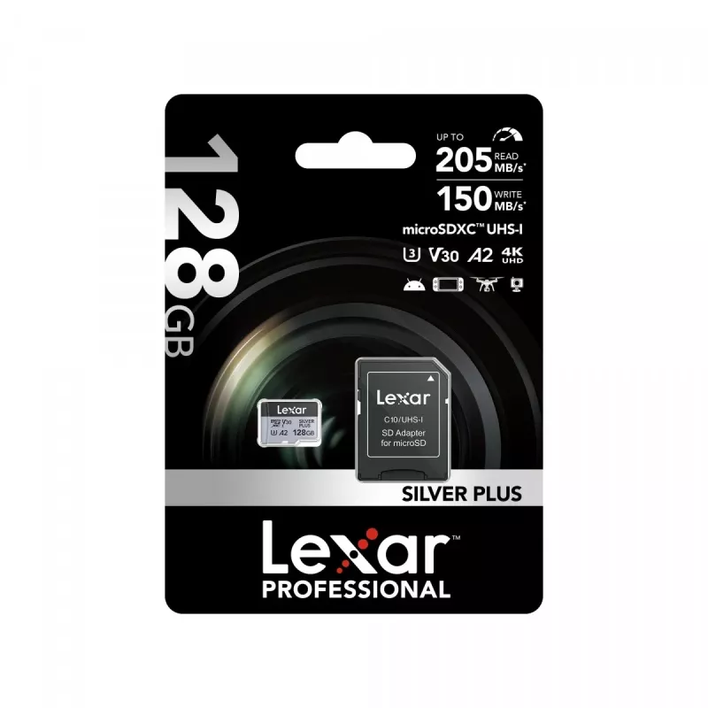 Pamięć Flash Lexar 128 GB UHS-I MicroSDXC Professional srebrny PLUS