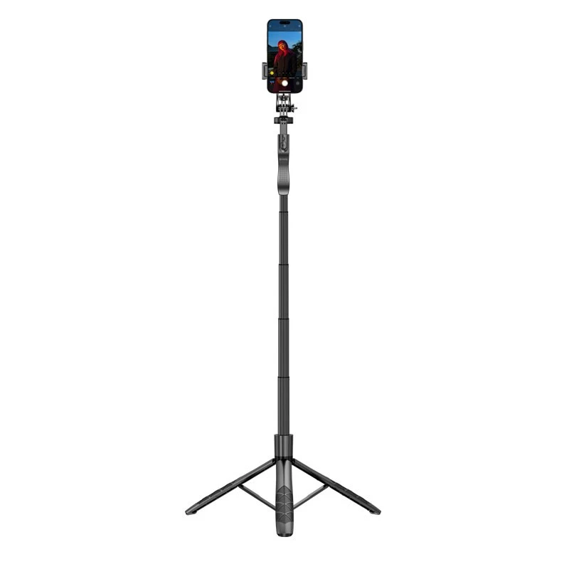 Statywowy kijek do selfie Crong CRGSGU1BLK aluminiowy Bluetooth ze składanymi nóżkami i uchwytem na telefon