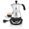 Elektryczny ekspres moka BIALETTI na 3 filiżanki Moka Timer, programowalny wyświetlacz LED, aluminiowa obudowa, zbiornik dzbanka