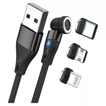 Kabel USB RealPower MagneticCharge3 0,2 m USB A Czarny Szybkie Ładowanie