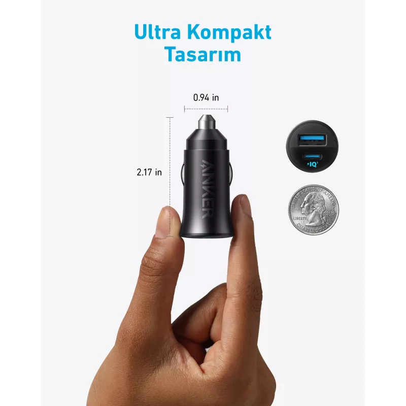 Anker ładowarka samochodowa 30 W 2 porty czarna szybkie ładowanie