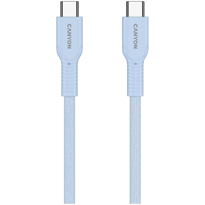Kabel CANYON OnWire 60CL C-C 60W COLOR Pleciony 1m Jasnoniebieski
