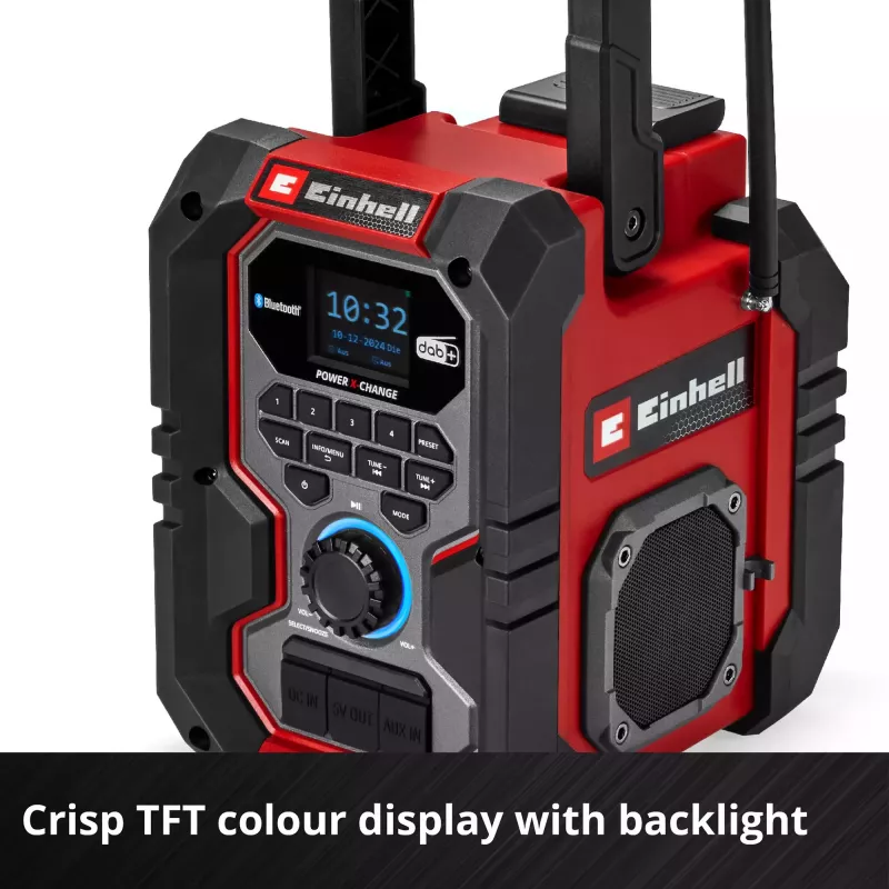 Przenośne radio EINHELL TE-CR 18 Li DAB+ FM Bluetooth USB, zasilane bateriami (kompatybilne z TE-CR 18 Li)