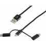 Kabel USB ShiverPeaks BS14-50068 1m USB A USB C/Micro-USB B/Lightning Czarny