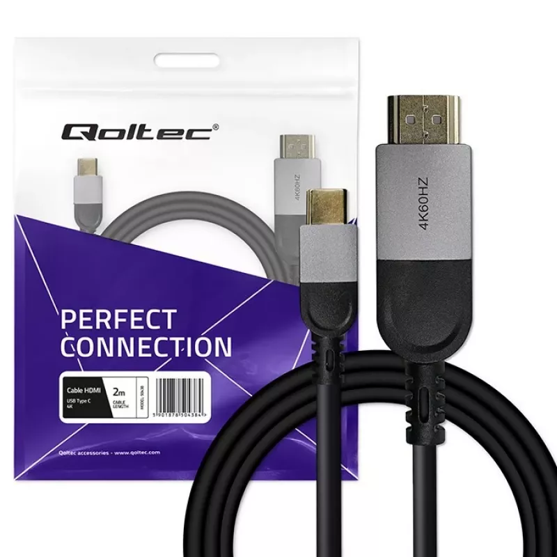 Kabel USB-C na HDMI QOLTEC 50438 — 2 m, 4K 60 Hz