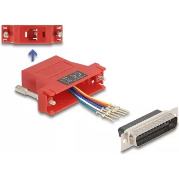 Adapter zmiany płci DELOCK 67094 — D-Sub 25 (żeński/męski) na RJ12, czerwony