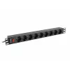 Listwa zasilająca LANBERG PDU-09F-0300-BK — 9x gniazda Type F, kabel 3 m, obudowa aluminiowa, 10 A