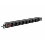 Listwa zasilająca LANBERG PDU-09F-0300-BK — 9x gniazda Type F, kabel 3 m, obudowa aluminiowa, 10 A