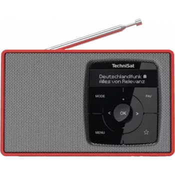 Cyfrowe radio DAB+ TECHNISAT Digitradio 2 czerwono-srebrne — przenośny odbiornik DAB+/FM, wbudowany głośnik