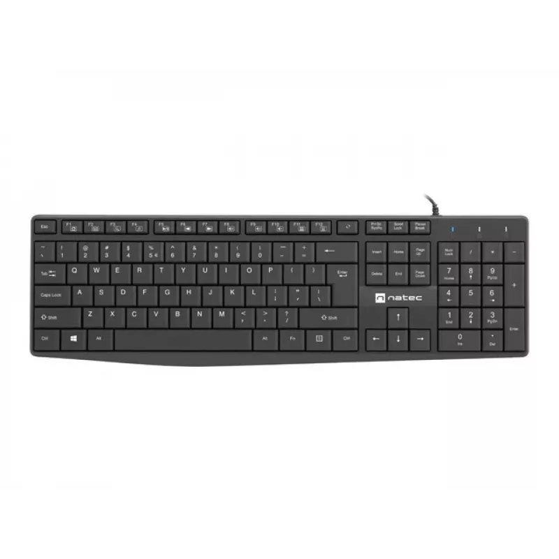 Przewodowa klawiatura pełnowymiarowa NATEC NAUTILUS NKL-1950 — USB, QWERTY US International, 105 klawiszy, czarna