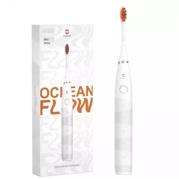 Sonic toothbrush OCLEAN FLOW Adult — bateria-powered, whitening mode, integrated timer, adjustable speed, 255 mm height, biały, 0.13 kg, 1 handle + 1 brush head