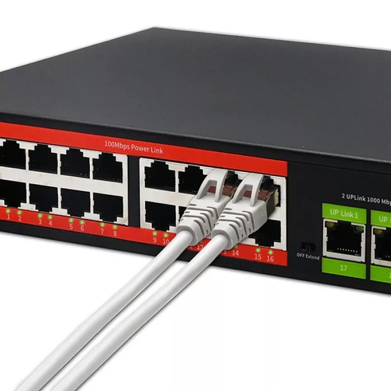 Przełącznik Ethernet PoE QOLTEC 16x RJ45, 2x RJ45 uplink, 1x SFP (MPN 52291)