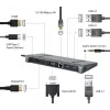 Stacja dokująca do laptopa Gembird A-CM-COMBO9-02 USB 3.2 Gen 1 Type-C, HDMI, VGA, 3×USB-A, Gigabit Ethernet, 87 W PD, szara