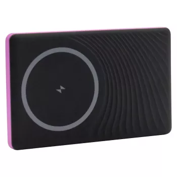 Power bank RealPower PB-5000 MAG 5000 mAh, ładowanie bezprzewodowe, USB-C, 20 W, różowy