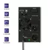 Qoltec 53042 zasilacz awaryjny (UPS) Online (podwójna konwersja) 1 kVA 800 W 2 gniazda wyjściowe AC