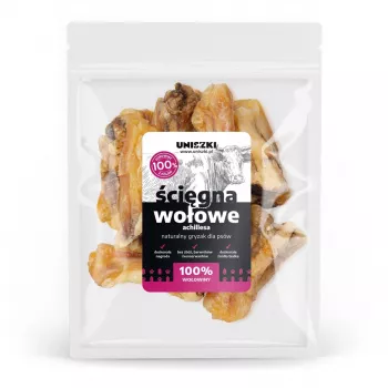 Przysmak dla psa UNISZKI Achilles ze ścięgien wołowych 500 g — naturalny, bezzbożowy, bez cukru i glutenu