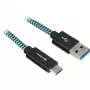 Kabel USB 3.2 Gen 2, wtyk USB-A > wtyk USB-C (czarny/jasnoniebieski, 1 metr, w oplocie)