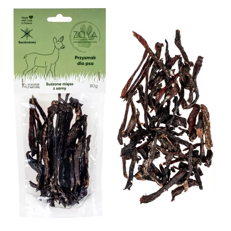 ZOYA Suszone mięso z jelenia - przysmak dla psa - 80g