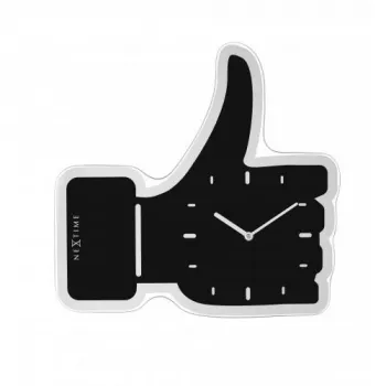 NeXtime zegar ścienny 3072zw Thumbs up, 40,5x41 cm, czarny/srebrny