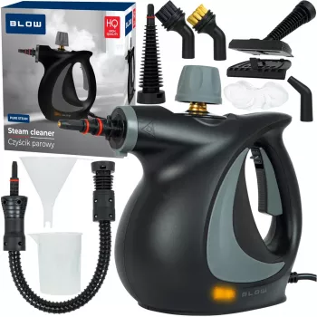 Przenośny odkurzacz parowy BLOW PURE STEAM — 1050 W, zbiornik 0,35 l, 3,2 bar, maks. 130°C, w zestawie dysze do podłóg i okien