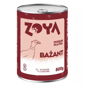 Mokra karma dla psów ZOYA Pheasant 800 g — pełnoporcjowa karma w puszce dla dorosłych psów, 76% wilgotności, 9,5% białka