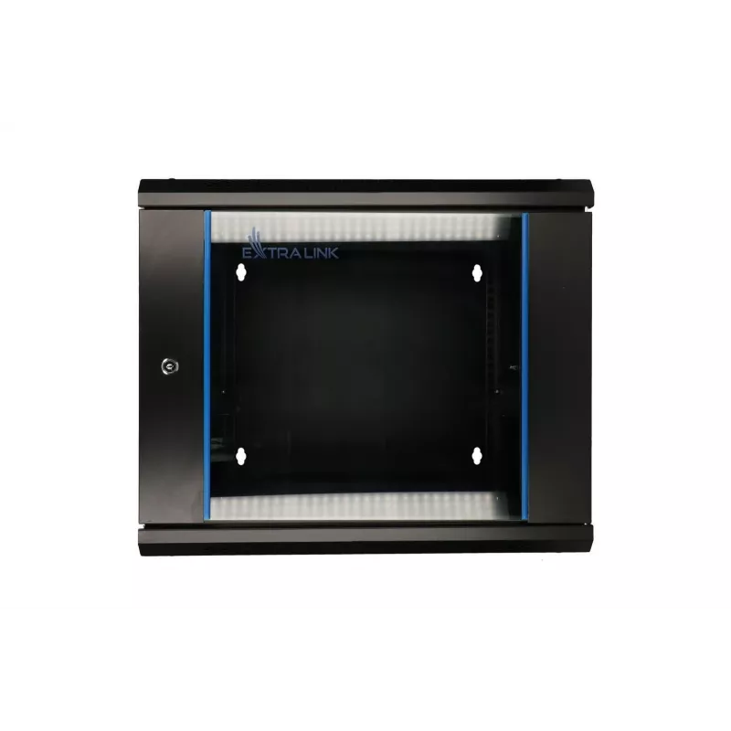 Szafa wisząca Extralink Rack 6U 600x600 AZH czarna, montaż na ścianie, typ uchylny