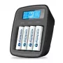 Ładowarka everActive NC1000MV2 — Ni‑MH 4-slotowa ładowarka USB‑C, 4 ogniwa, 5V, czarny, 110×99×38 mm