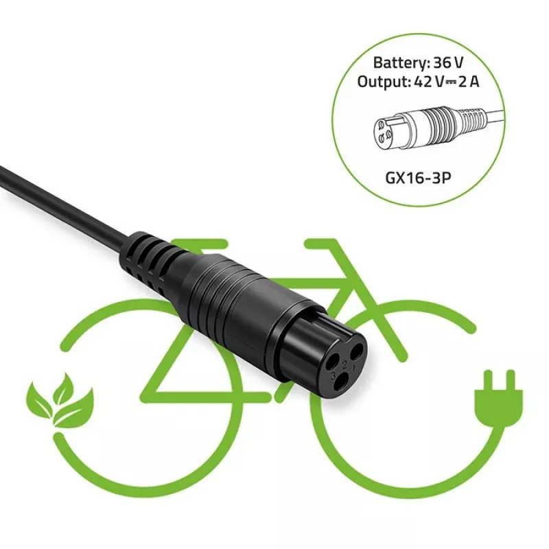 Ładowarka do baterii QOLTEC Charger for ebike 36V 42V 2A 3P GX16