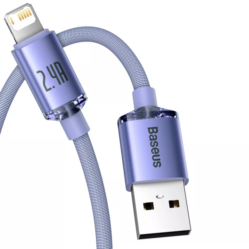 Kabel Baseus Crystal Shine USB do Lightning, 2,4A, 2m (fioletowy)
