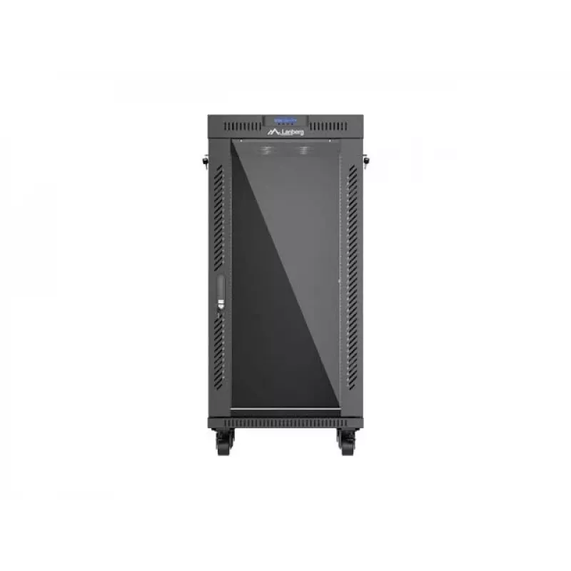 Stojąca szafa rack LANBERG FF01-6624-12BL 24U 19 cali 600×600 mm, IP20, 1200 kg, czarna