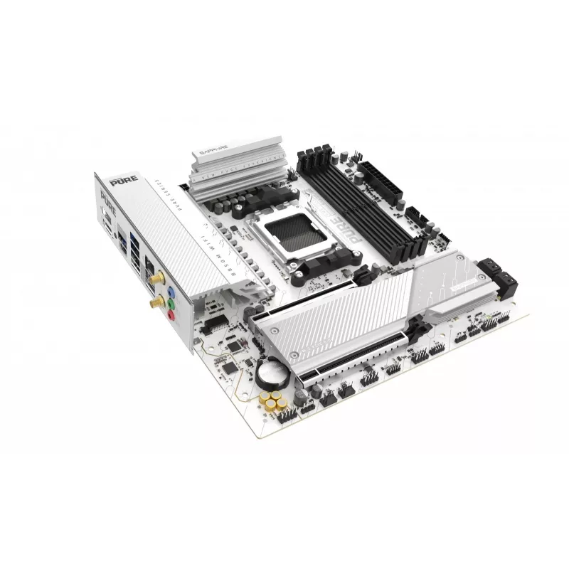 Płyta główna Sapphire PURE B850M WIFI Micro ATX — AMD B850, Socket AM5, DDR5 do 8000 MHz, 4 DIMM, Wi‑Fi 6, LAN 2,5 Gb, 2× M.2, PCIe 5.0 x16