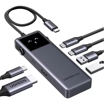 Ugreen Uno - Hub - 6-w-1 USB C - 1 x HDMI + 2 x USB-C 3.2 Gen 2 + 2 x USB-A 3.2 Gen 2 + 1 x USB-C (zasilanie) (35998)