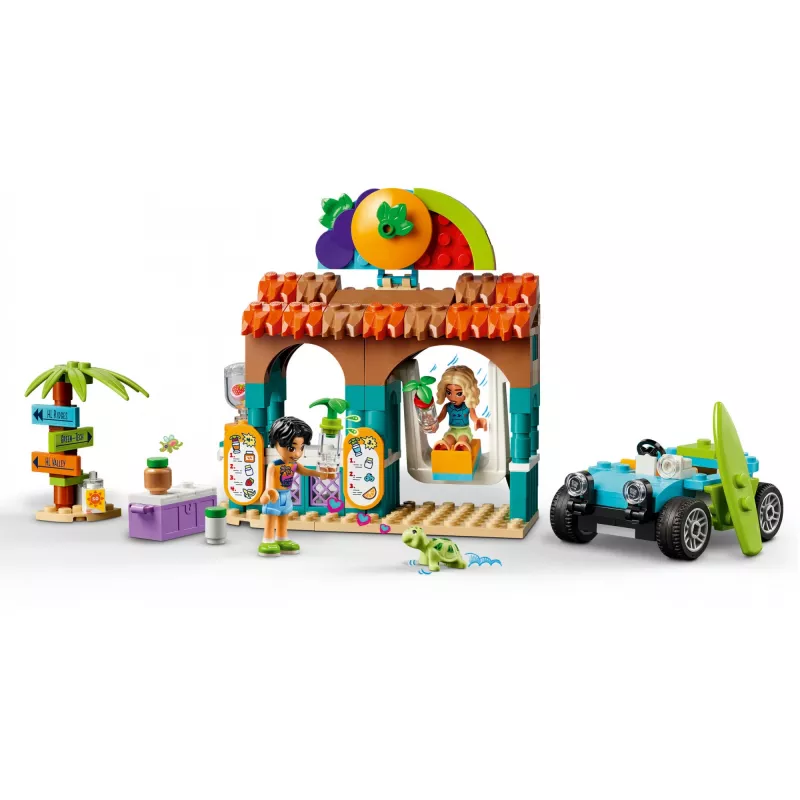 LEGO Friends Stoisko z koktajlami na plaży Zestaw do zabawy w jedzenie dla dzieci Prezent dla dziewczynek i chłopców od 6 lat z 2 minilaleczkami figurką żółwia i