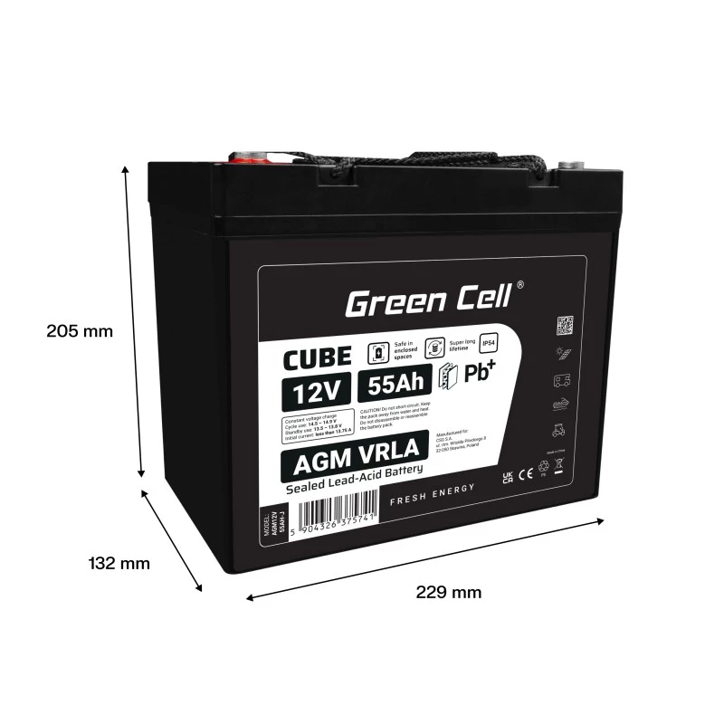 Akumulator AGM VRLA 12V 55Ah IP54