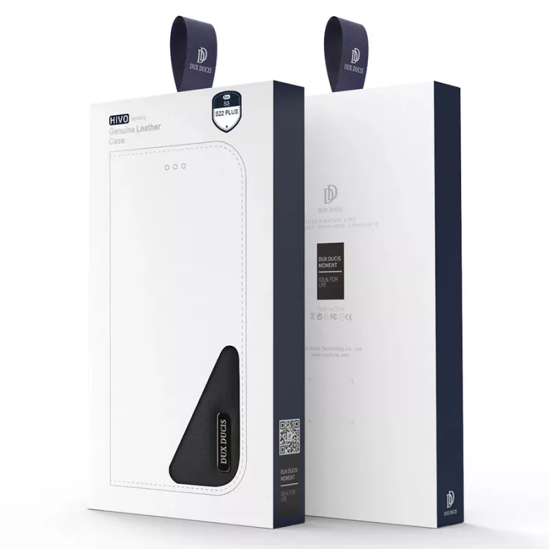 Dux Ducis Dux Ducis Hivo skórzany portfel z klapką z naturalnej skóry etui na karty i dokumenty Samsung Galaxy S22+ (S22 Plus) czarny