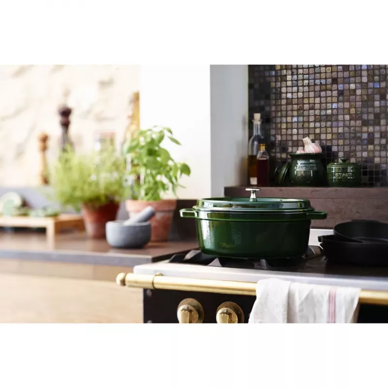Staub La Cocotte 33 cm owalny garnek żeliwny, zielony bazylia