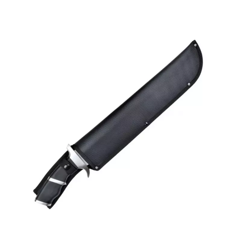 Nóż survivalowy cinema classic CC-PDT — ostrze ze stali nierdzewnej 375 mm, długość całkowita 525 mm, rękojeść ze stali nierdzewnej, czarna pochwa z tworzywa sztucznego, 1 kg
