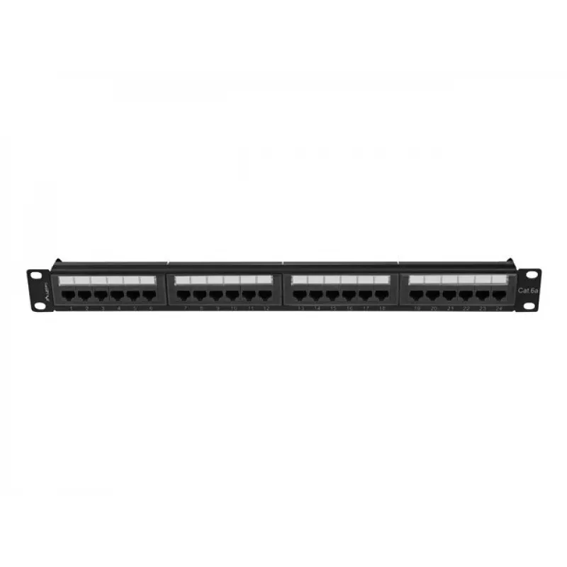 Patch panel 1U LANBERG PPUA-1024-B, 24 porty, Cat6a, U/UTP, 1U rack, głębokość 102 mm, metal, czarny