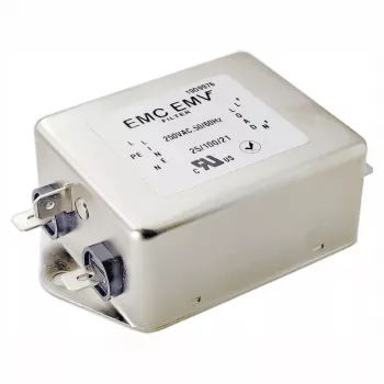 Akyga EN2060-10-F jednofazowy filtr EMI, 10 A, 120–250 V AC, 50/60 Hz, złącza 6,3 mm