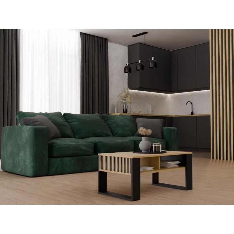 top e shop STOLIK KAWOWY ŁAWA MODERN 2P cienki Dąb Artisan z czarnymi listwami