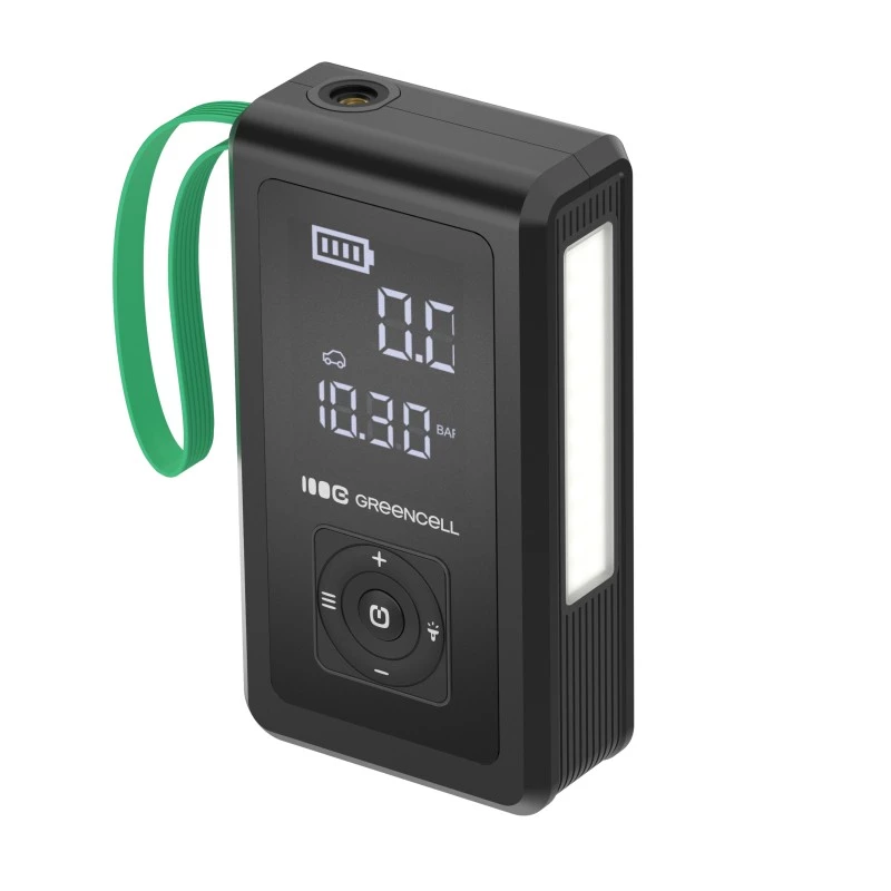 Power bank zielony Cell CJSGC03 8000 mAh Li‑Ion, wyświetlacz OLED, USB‑C i USB‑A, wyjście 500 mA, wbudowana latarka
